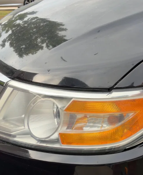 Black SUV headlight, our own work, after restoration
