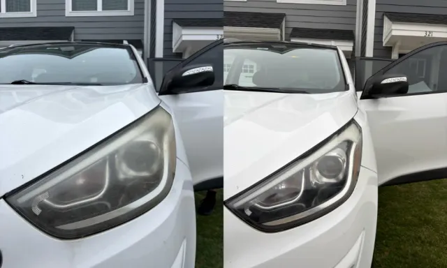 Second white Hyundai Tucson headlight restored, our own work
