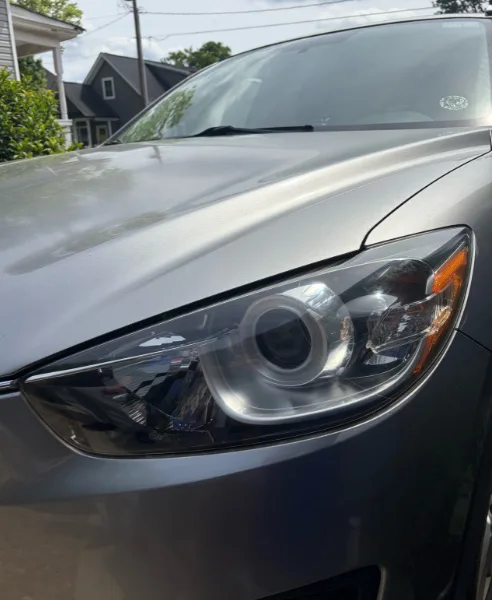 Mazda CX-5 headlight before and after restoration, our own work, after restoration